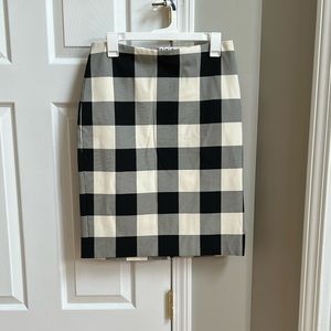 Talbots Black and Cream Checkered Midi Skirt